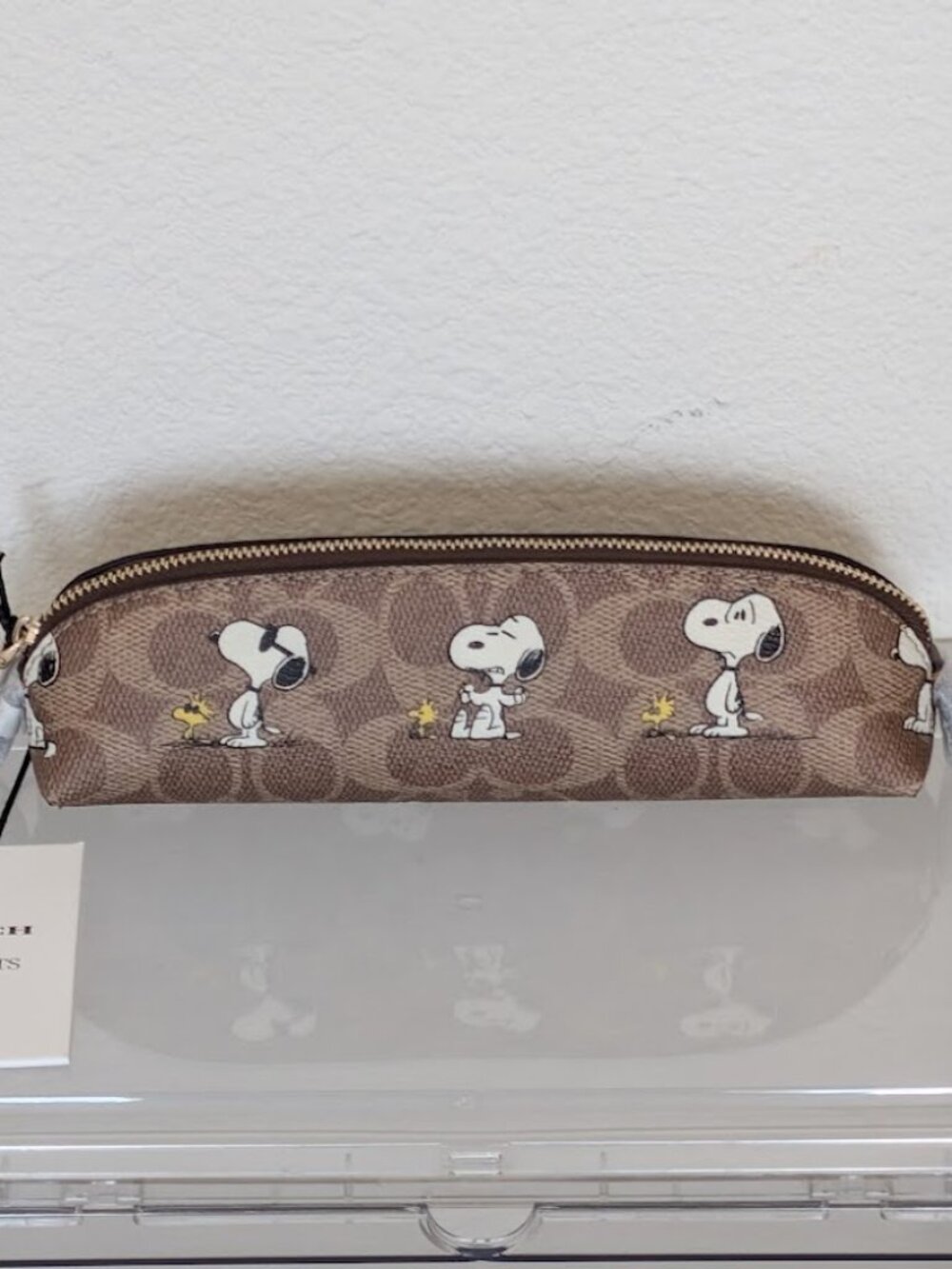 NEW!!Coach X Peanuts Pencil Case In Signature Canvas With Snoopy Print